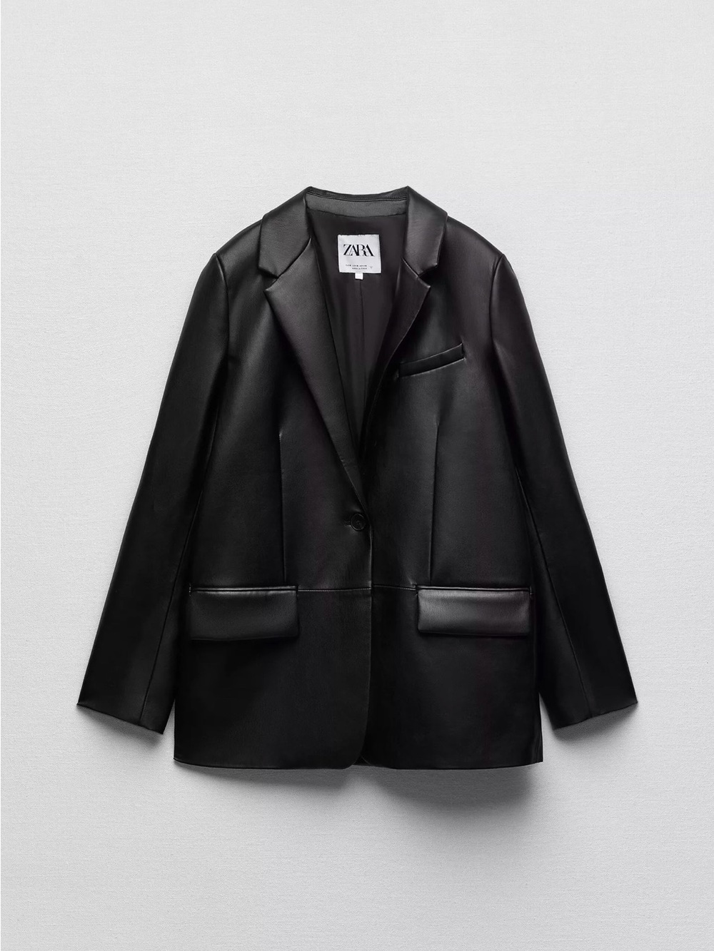 Zara Black Faux Leather Blazer